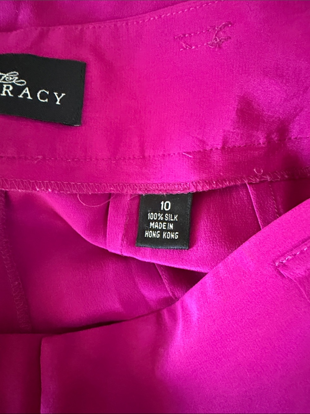 Ellen Tracy Silk Fuchsia Wide Leg Pants - Picture 6 of 7